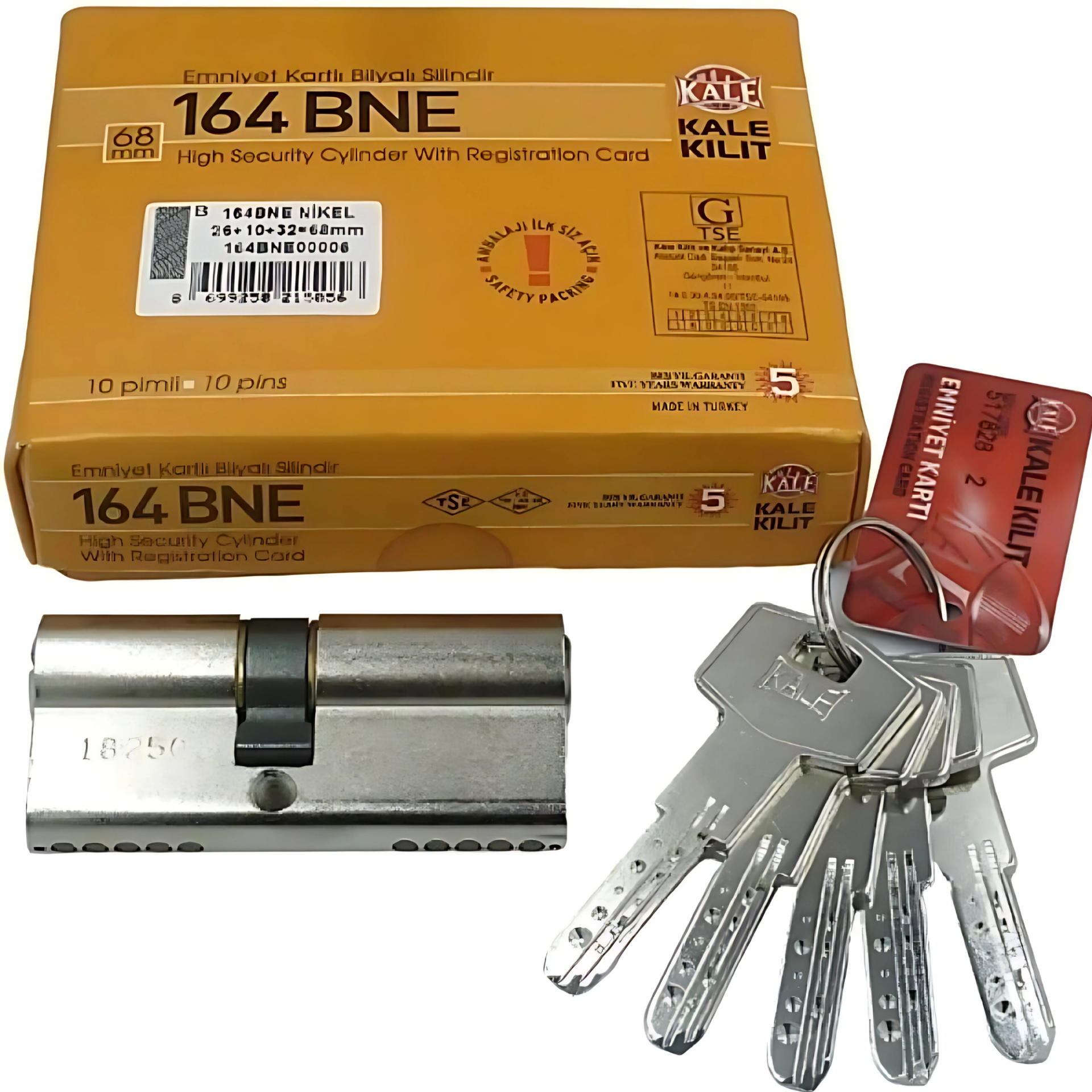 Kale 164BNE00006 Bilyalı Silindir 68mm 5 Anahtarlı