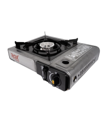 Rox Portatif Kamp Ocağı - Gri, Rüzgarlıklı, Ekstra Gaz Girişli, 5 Adet Gaz Kartuş Hediyeli