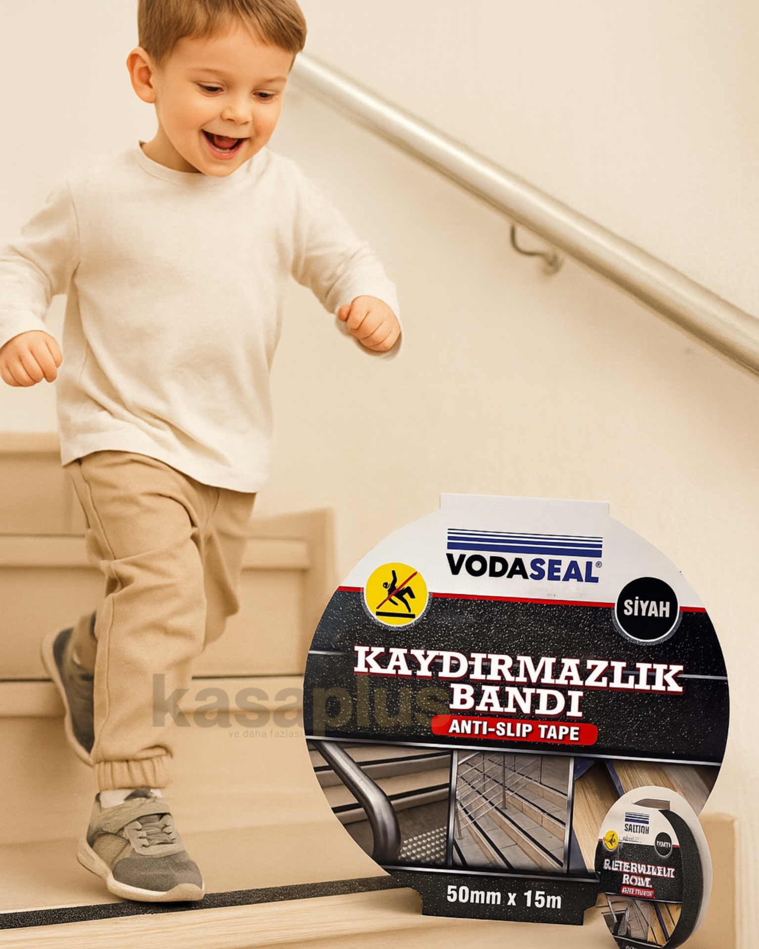 Vodaseal Kaydırmazlık Bandı Siyah – 50mm x 15m, İç ve Dış Mekanlar için Güvenli Zemin Çözümü