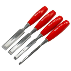 ROX WOOD 0184 Blisterli Ahşap Oyma Düz Uçlu İskarpela Takımı 4 Parça | Profesyonel Oyma Seti