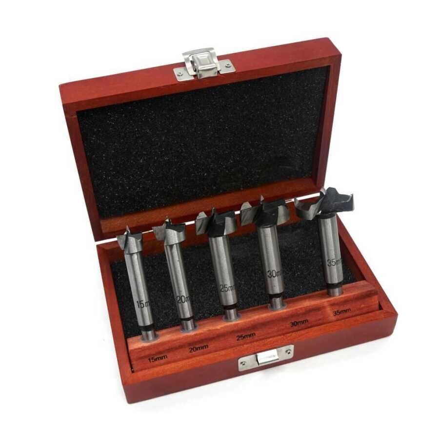 ROX WOOD Taş Menteşe Freze Uç Seti 5 Parça | 15-35 mm Ahşap Delme Uçları