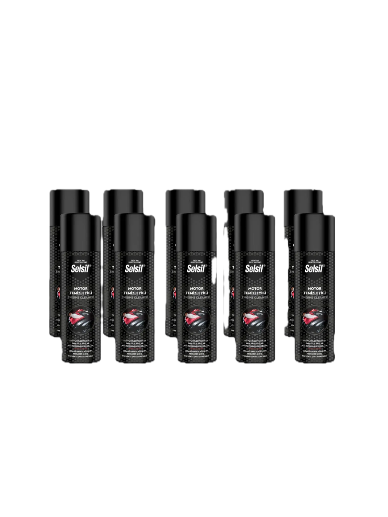 Selsil Motor Temizleyici Sprey 500 ml | 10'lu Paket – Yağ ve Kir Çözücü, Parlatıcı, Toz Tutmaz Formül