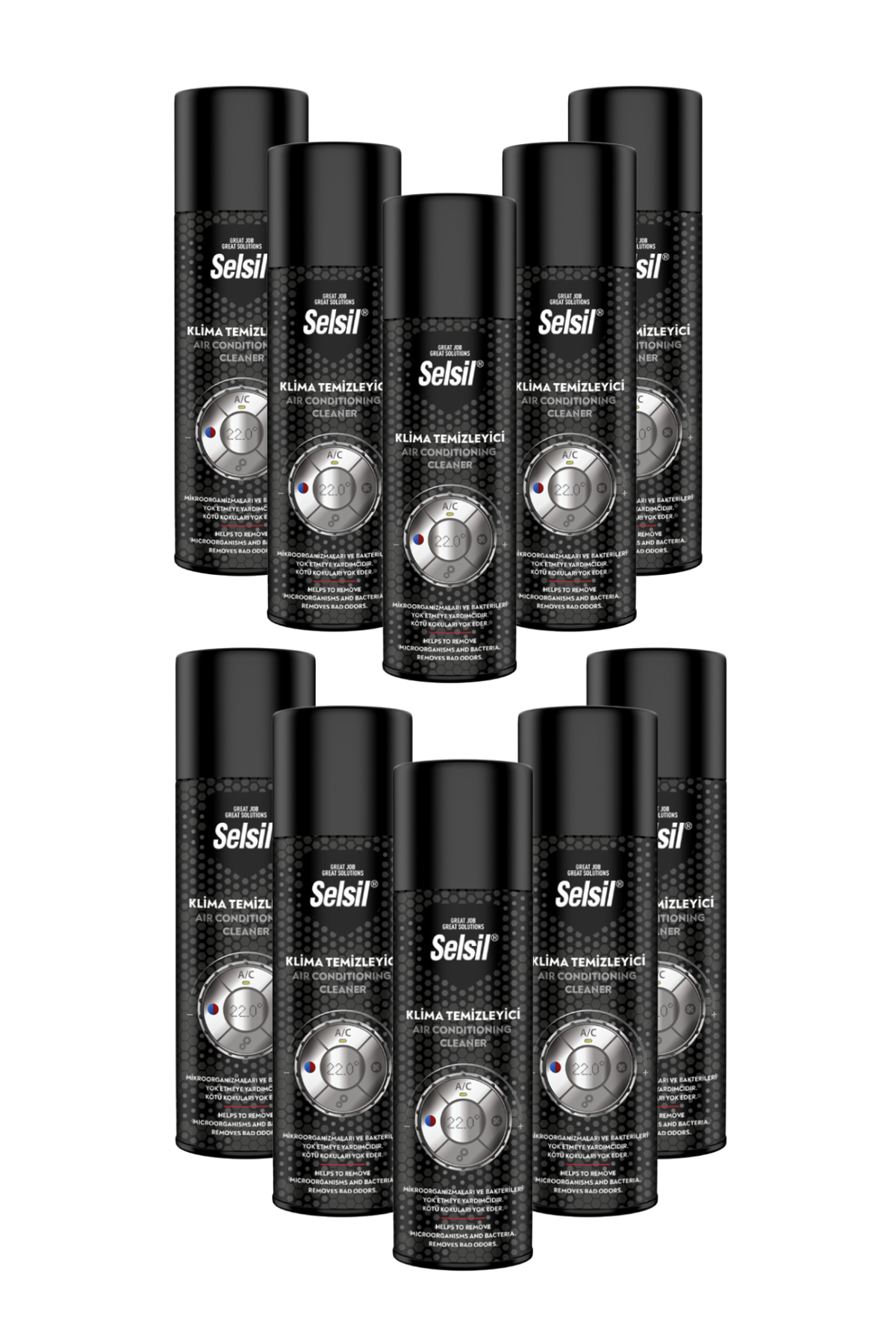 Selsil Klima Temizleyici Sprey 500 ml | 10'lu Paket  – Kötü Koku Giderici ve Bakteri Temizleyici Araç Klima Bakım Ürünü