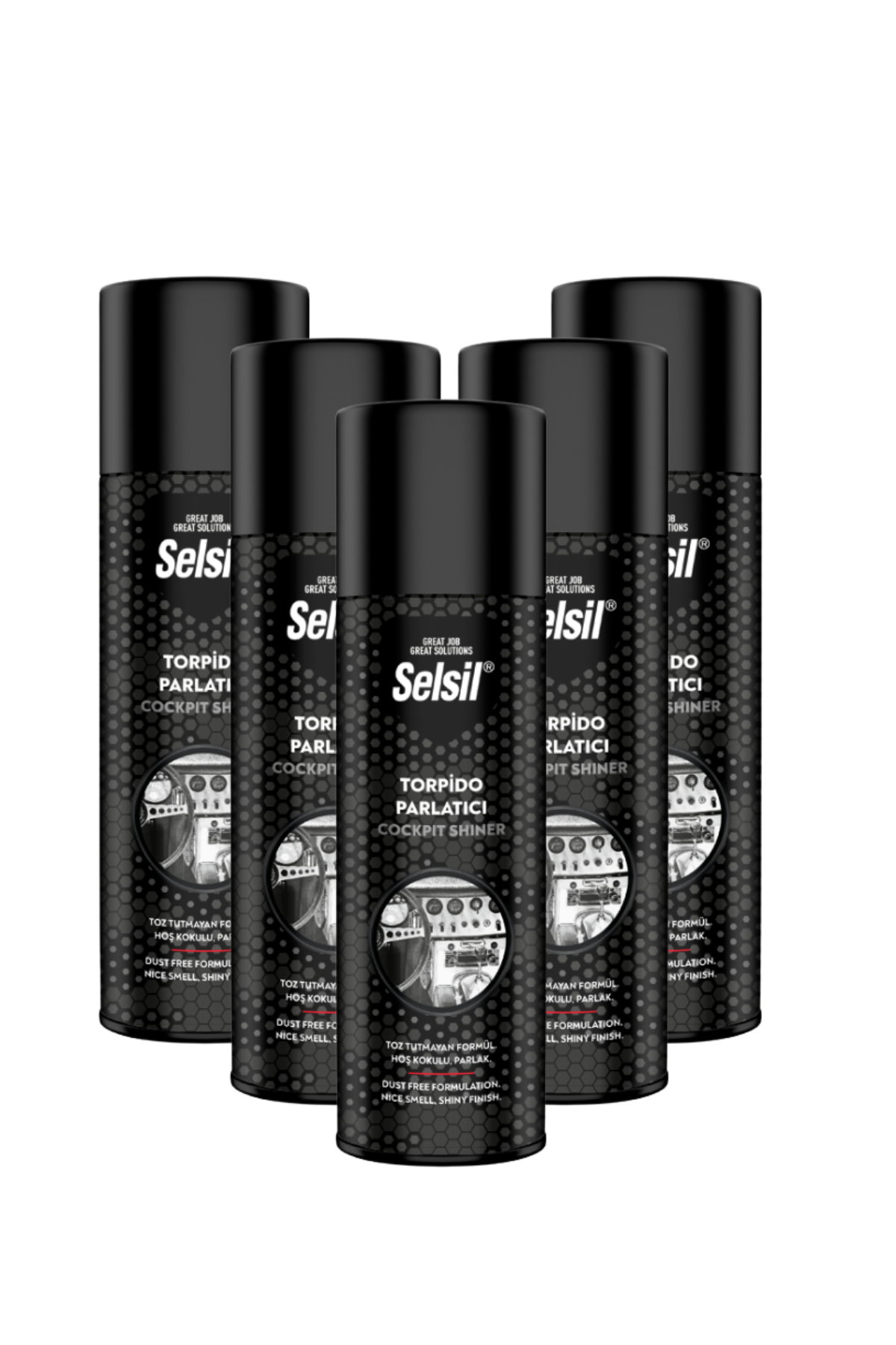 Selsil Torpido Parlatıcı Sprey 500 ml | 5'li Paket – Toz Tutmayan, Hoş Kokulu Araç İç Bakım ve Parlatıcı Ürün