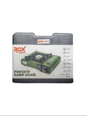 Rox Portatif Kamp Ocağı - Yeşil, Rüzgarlıklı, Ekstra Gaz Girişli, 5 Adet Gaz Kartuş Hediyeli Yeşil